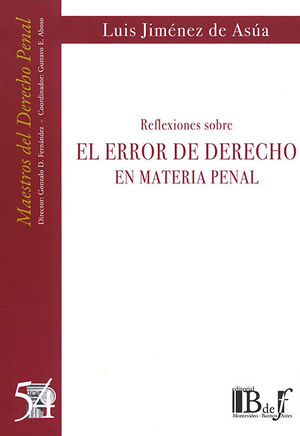 [9789974745872] REFLEXIONES SOBRE EL ERROR DE DERECHO EN MATERIA PENAL